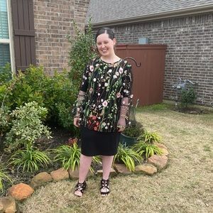 Black Floral Embroidered Top